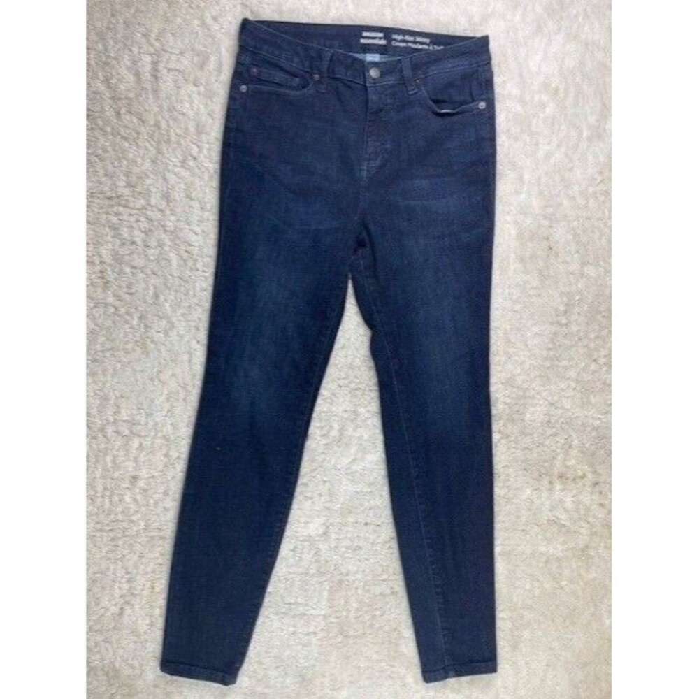 Essentials Size 8 Long Womens Jeans High Rise Skinny Dark Wash Stretch